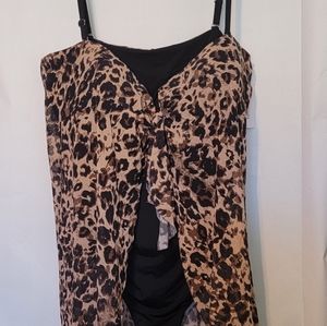 Plus Size Swimsuit 30W ~ Halter /Cross Strap 1-Piece w/ Skirt Cover~Bathing Suit